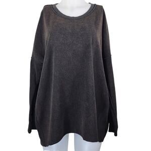 Free People Black Brown Speckled Athletic Winter Warm Sweatshirt Women's L